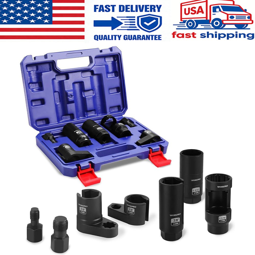 WORKPRO 7x O2 Oxygen Sensor Socket Automotive Removal Tool Wrench Thread Chaser