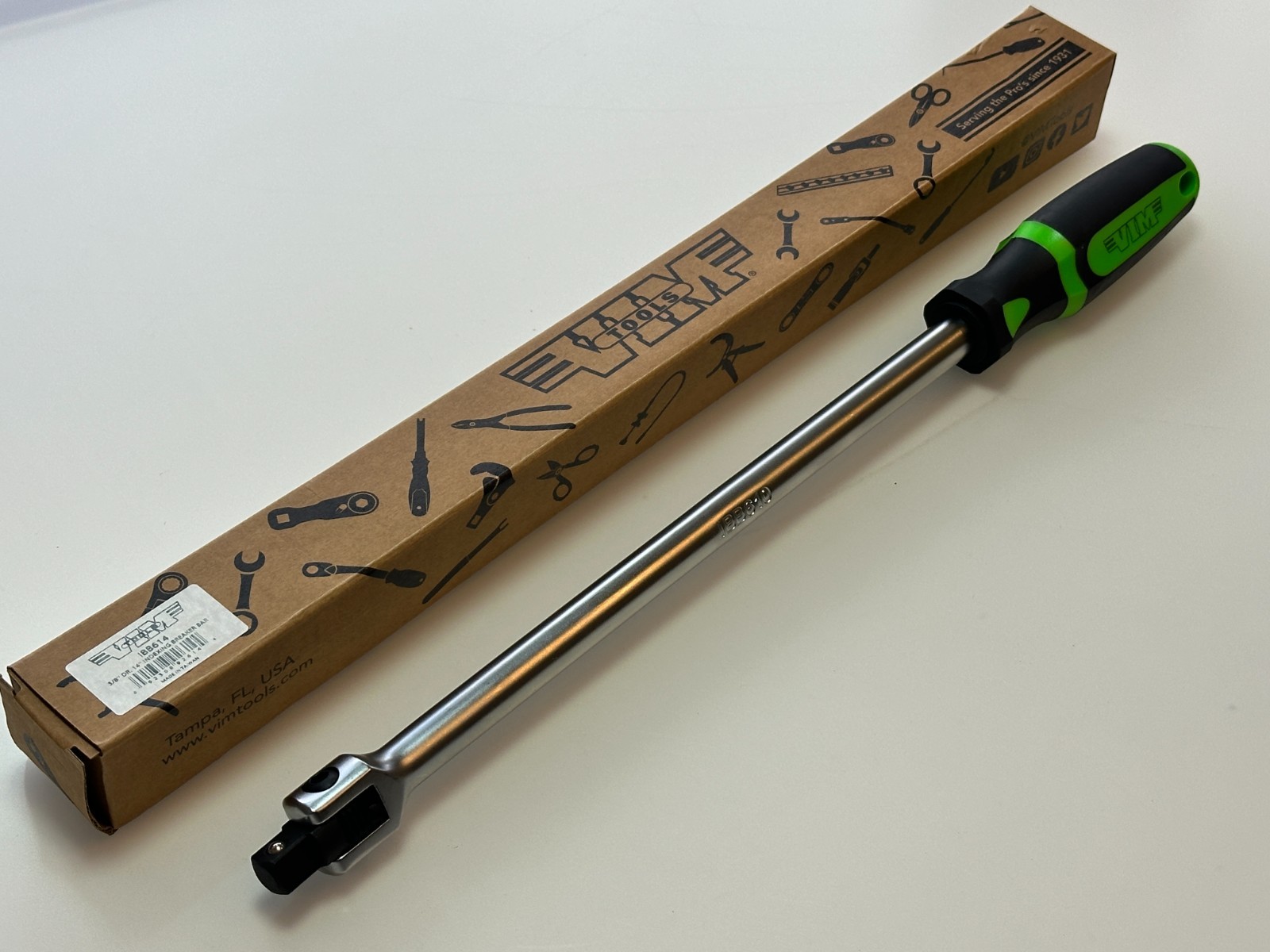 NEW VIM IBB614 3/8″ Drive 14″ Long Indexing Breaker Bar w/ ERGO Soft Grip Handle
