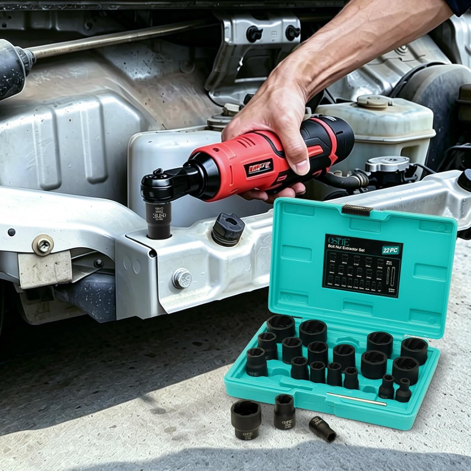 All-in-One 22-Piece Lug Nut Extractor for 1/2″ & 3/8″ Drives – Easy Removal Kit