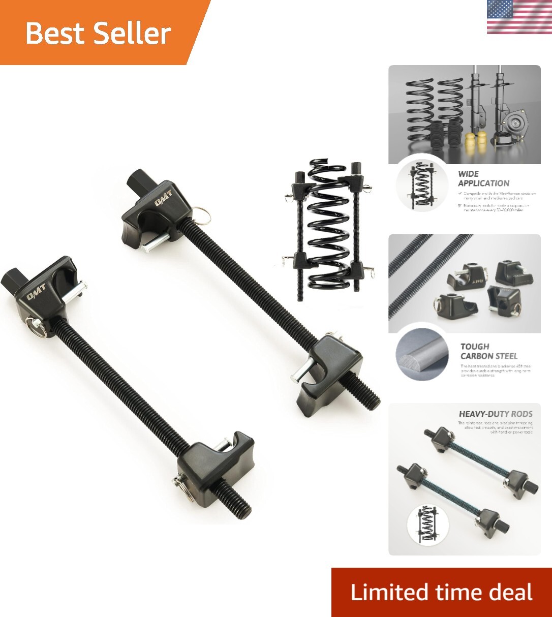 Forged Hook MacPherson Strut Coil Spring Compressor Tool – 1-Year Warranty