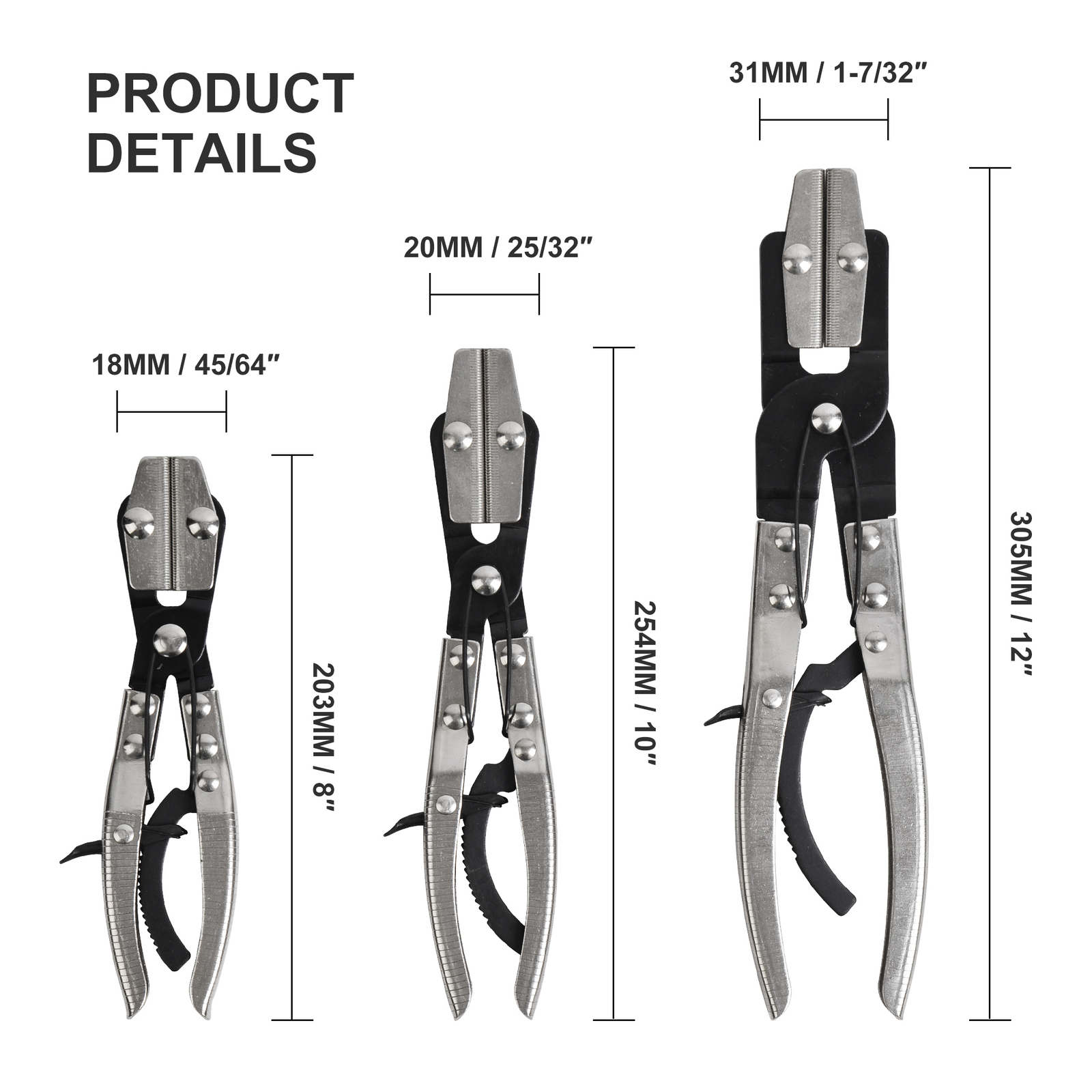 3pcs Ratcheting Hose Pinch Off Pliers Set, 8″ 10″ 12″ Car Hose Fuel Pinch Pliers