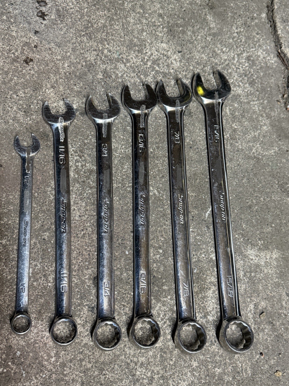 Snap On 5ps Tools Set OEX30B 15/16/7/8/13/16/3/4/11/16/1/2” Wrench USA