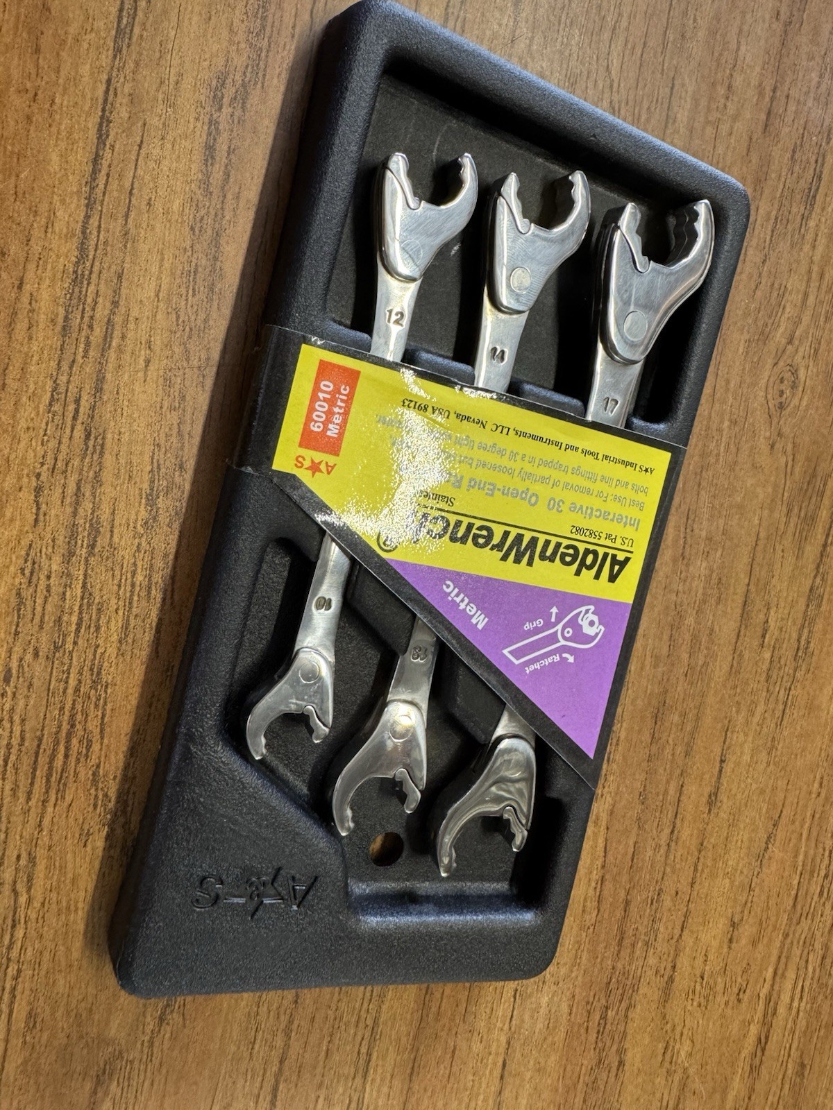 ALDEN WRENCH 3pce Open End Ratchet Set Metric (Double Head) 10-17MM MAde in USA