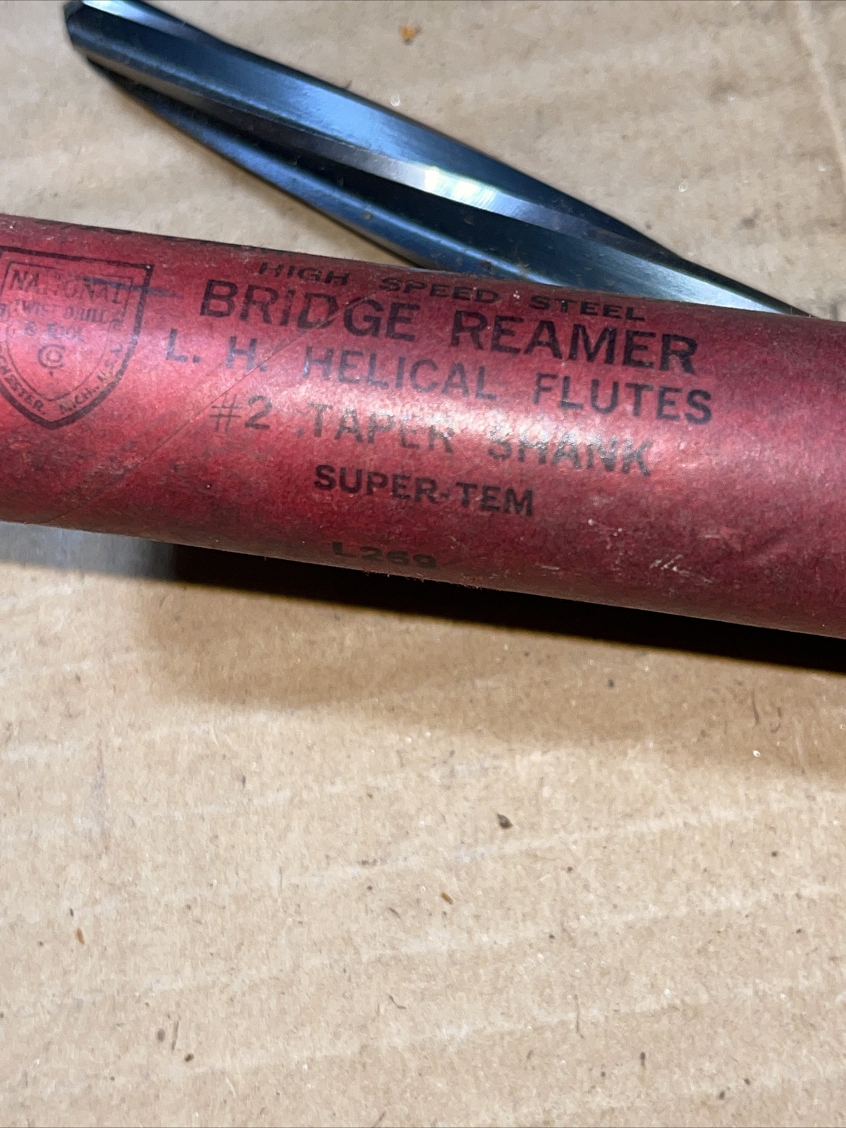 NOS National USA 232A 9/16 In Bridge Reamer No 2 Taper Shank LH Helical Flutes