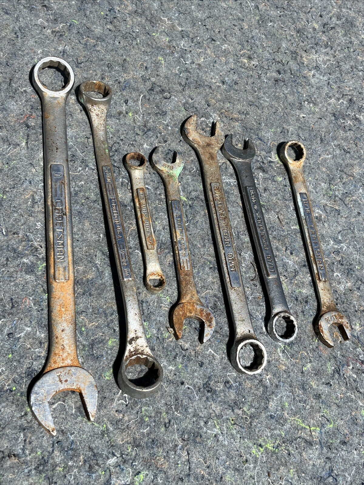 Lot 8 Craftsman Combination Wrenches V- Vv- USA, Multiple Sizes