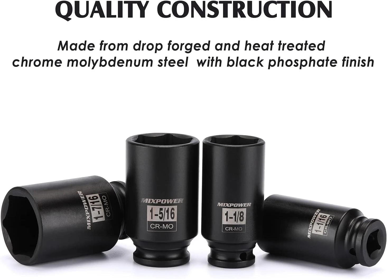 Professional 8-Piece 1/2-Inch Drive Deep Impact Socket Set – 6-Point Design