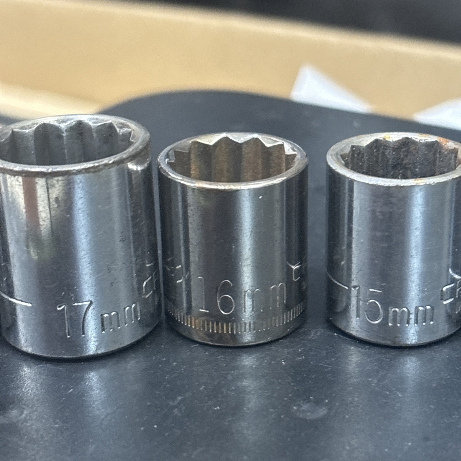 Vintage Craftsman Metic 10 Piece Socket 12 Point 3/8″ Drive Set 10mm-19mm USA