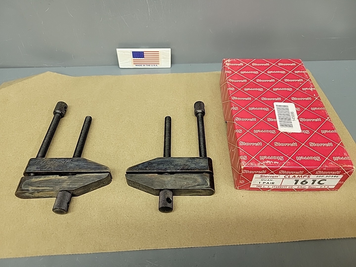 L.S. Starrett Pair 161C Toolmakers Parallel Clamps (2) Near Mint w/ Owners Mark