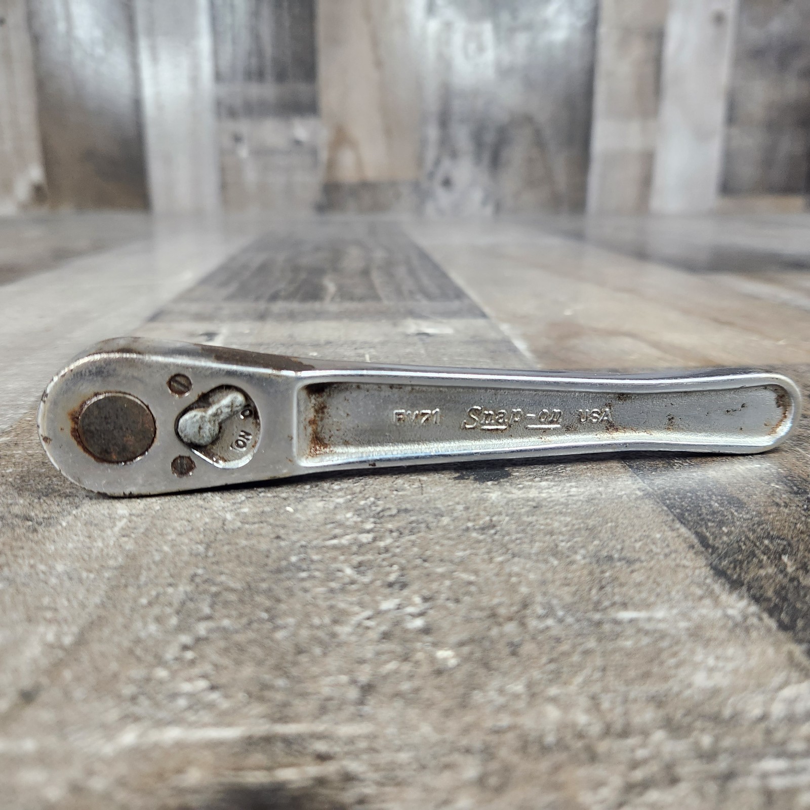 Snap On FV71 – 3/8″ Drive, Chrome, Vintage, Flat Handle, 6″ Long, Ratchet-USA