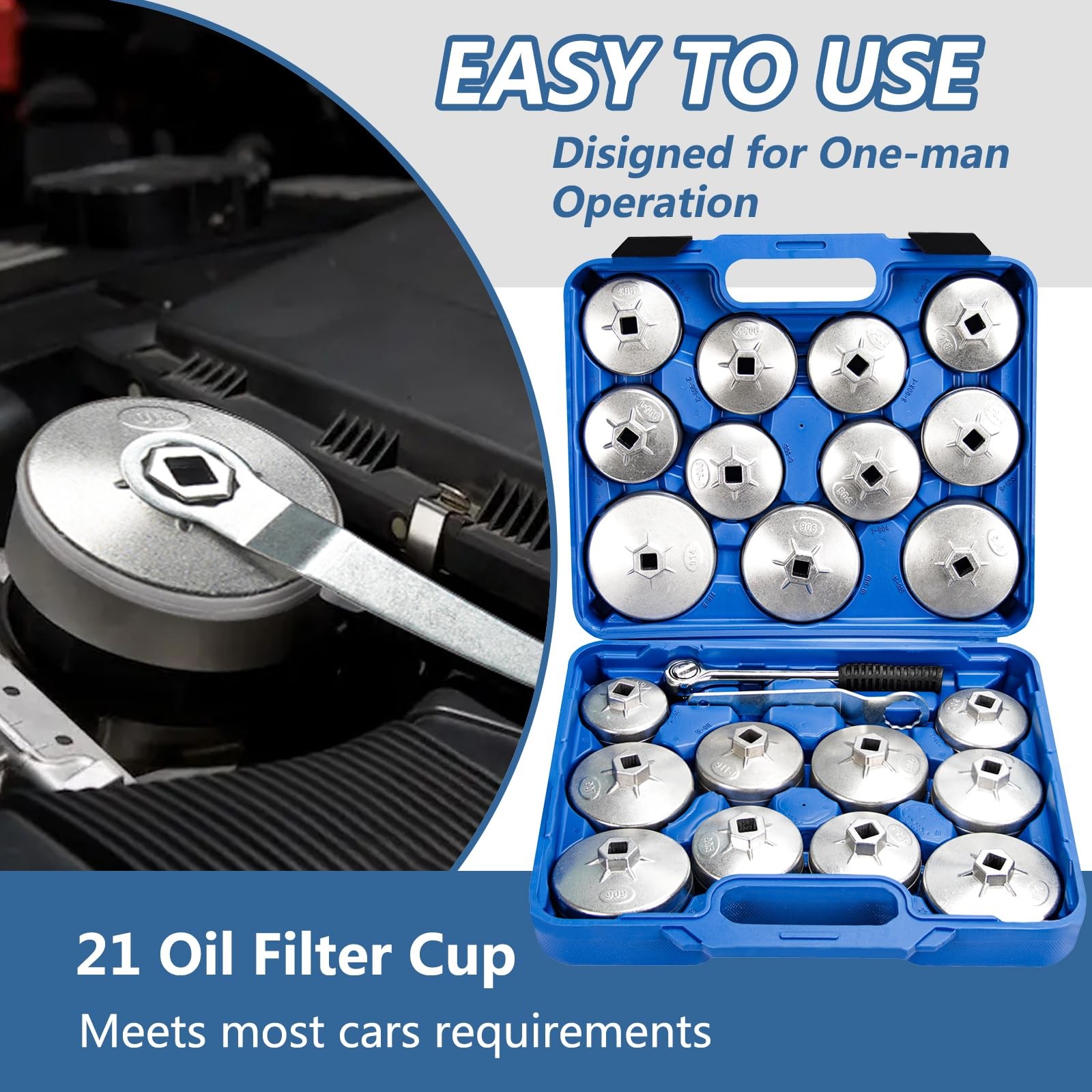 23 Pieces Oil Filter Wrench Set Aluminum Alloy Easy Removal Tool Kit BICOS