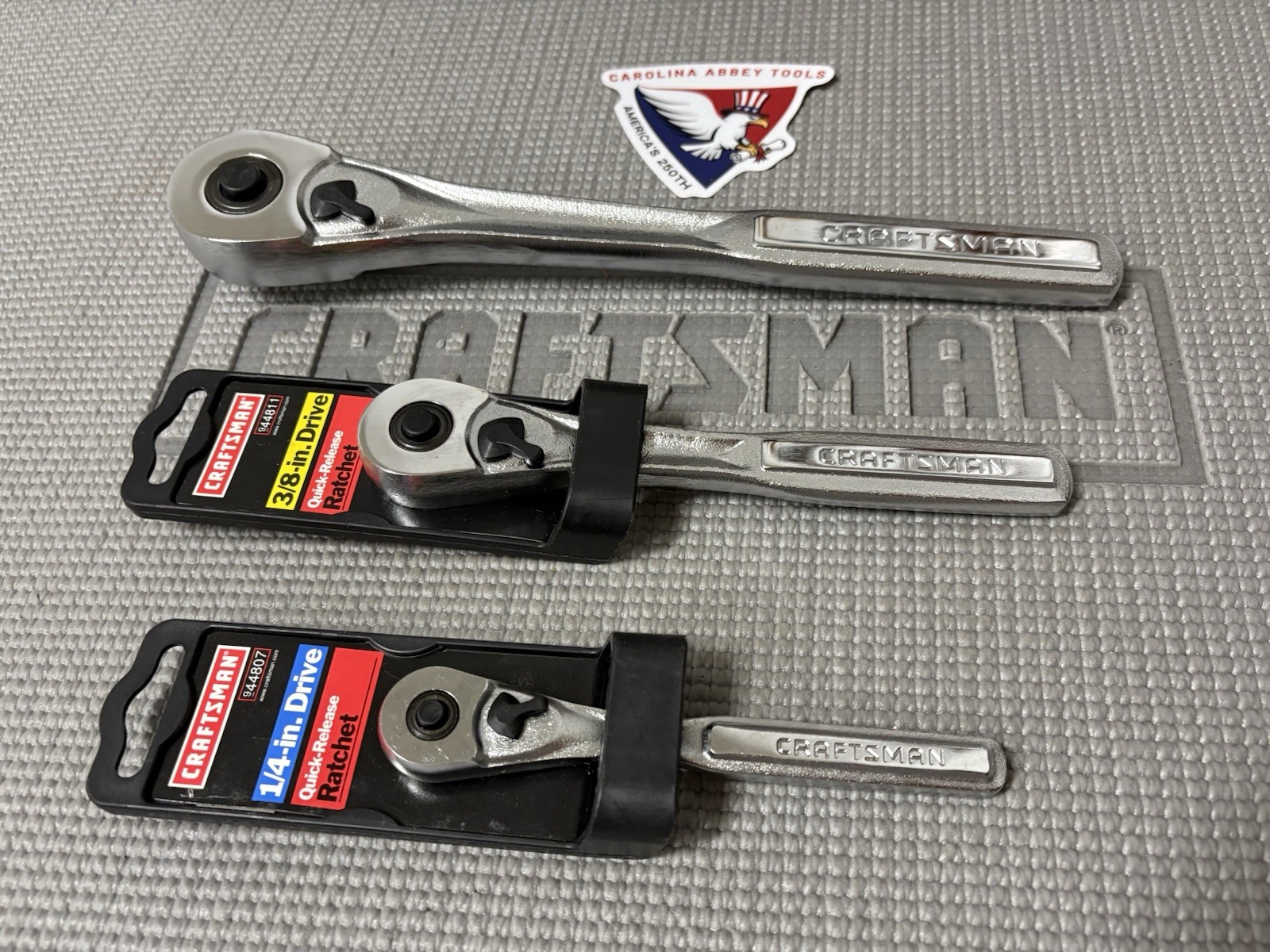 NOS Sears Craftsman USA 3pc Ratchet Set 1/2” Drive 44809 3/8” 44811 1/4” 44807