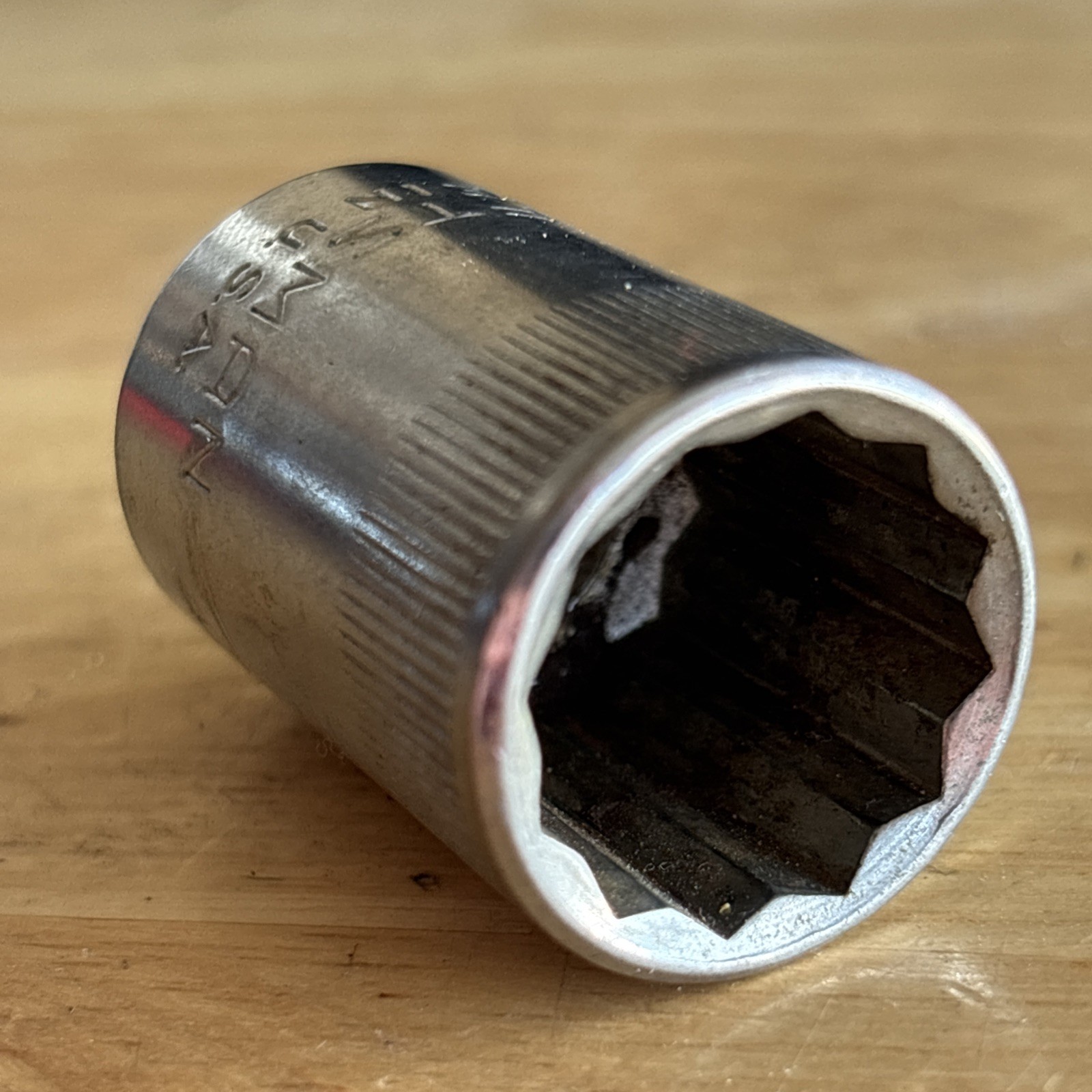 Craftsman 19mm Shallow Socket 1/2″ Drive 12 Point Top Knurl VV Series 44238 USA