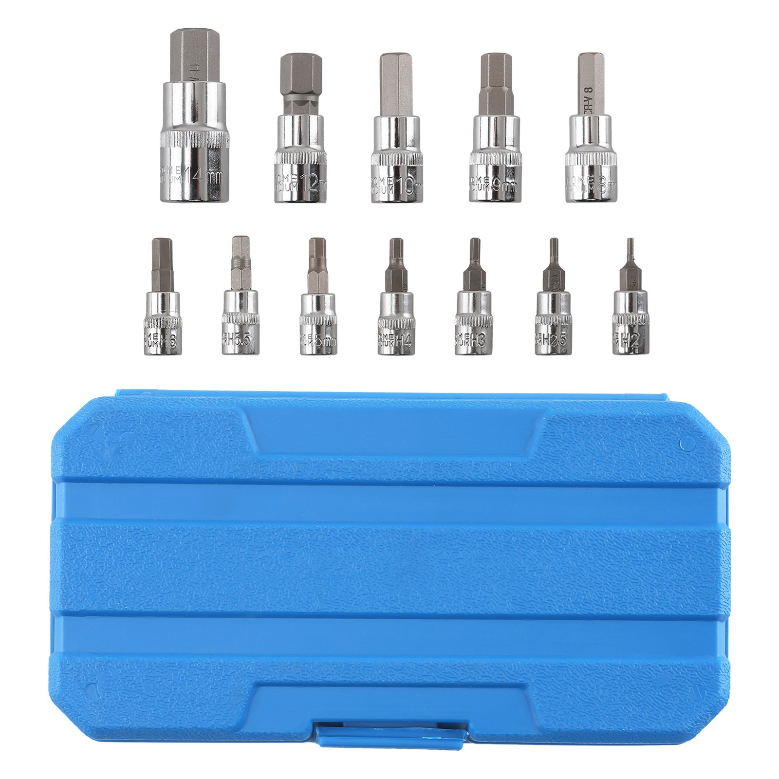 13pc Metric Hex Bit Socket Set CR-V & S2 Steel 1/4 3/8 1/2 Drive 2mm to 14mm