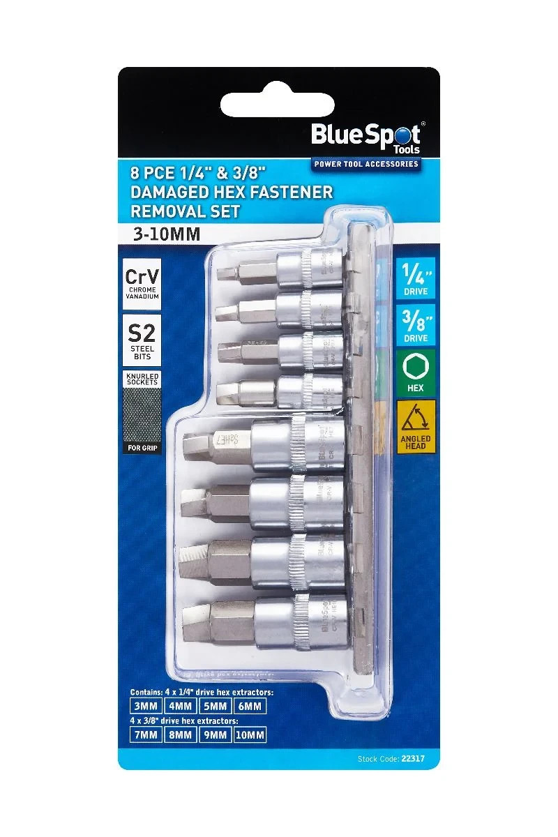 Blue Spot Tools Damaged HEX Fastener Removal 3mm – 10mm Set * MD3