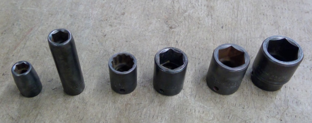 Lot OF 6 Proto 1/2 «Drive 6/12 Point Impact Sockets Shallow/Deep Good condition