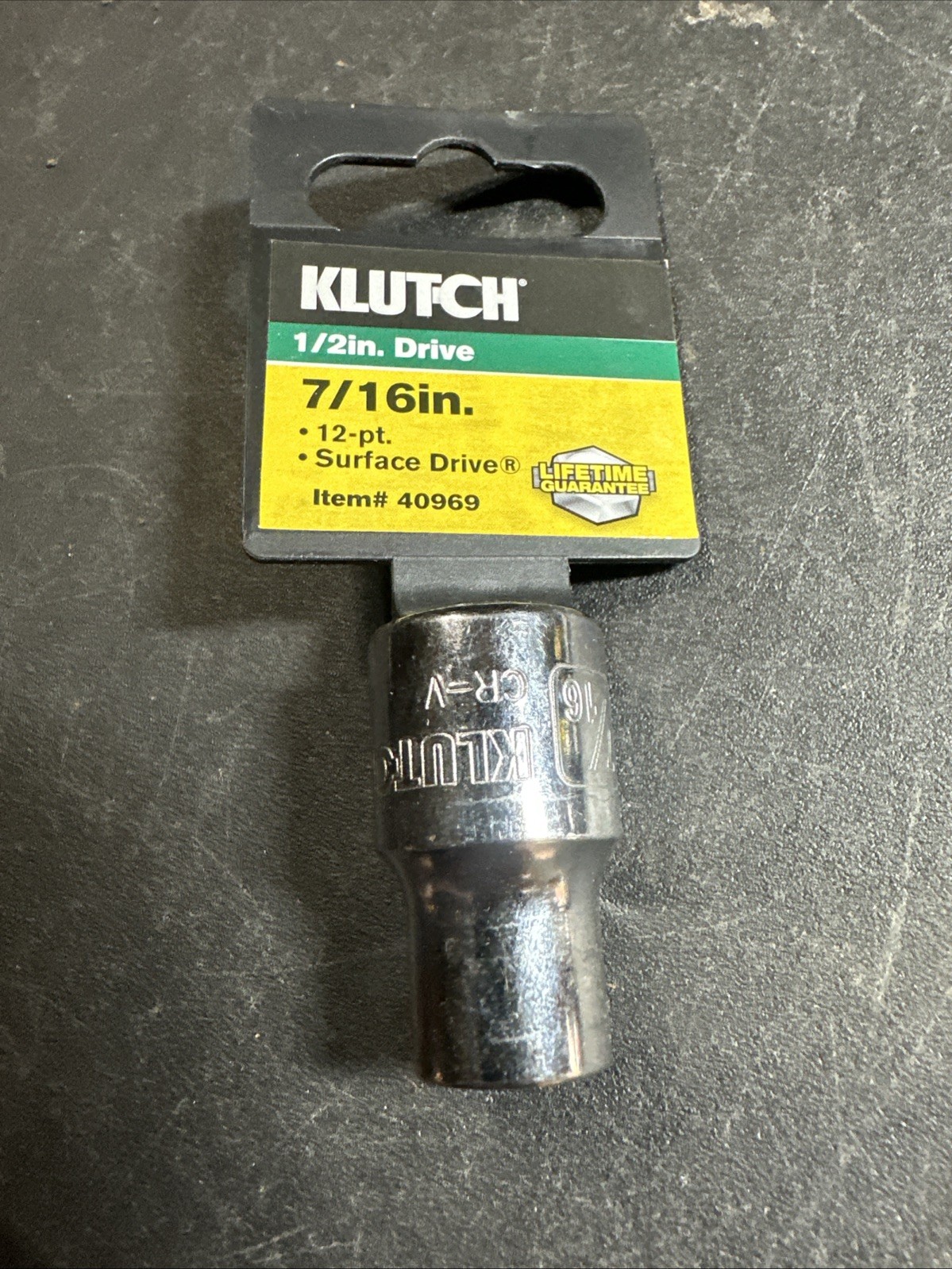New Klutch 1/2 Drive 12pt 7/16” Chrome Sae Socket