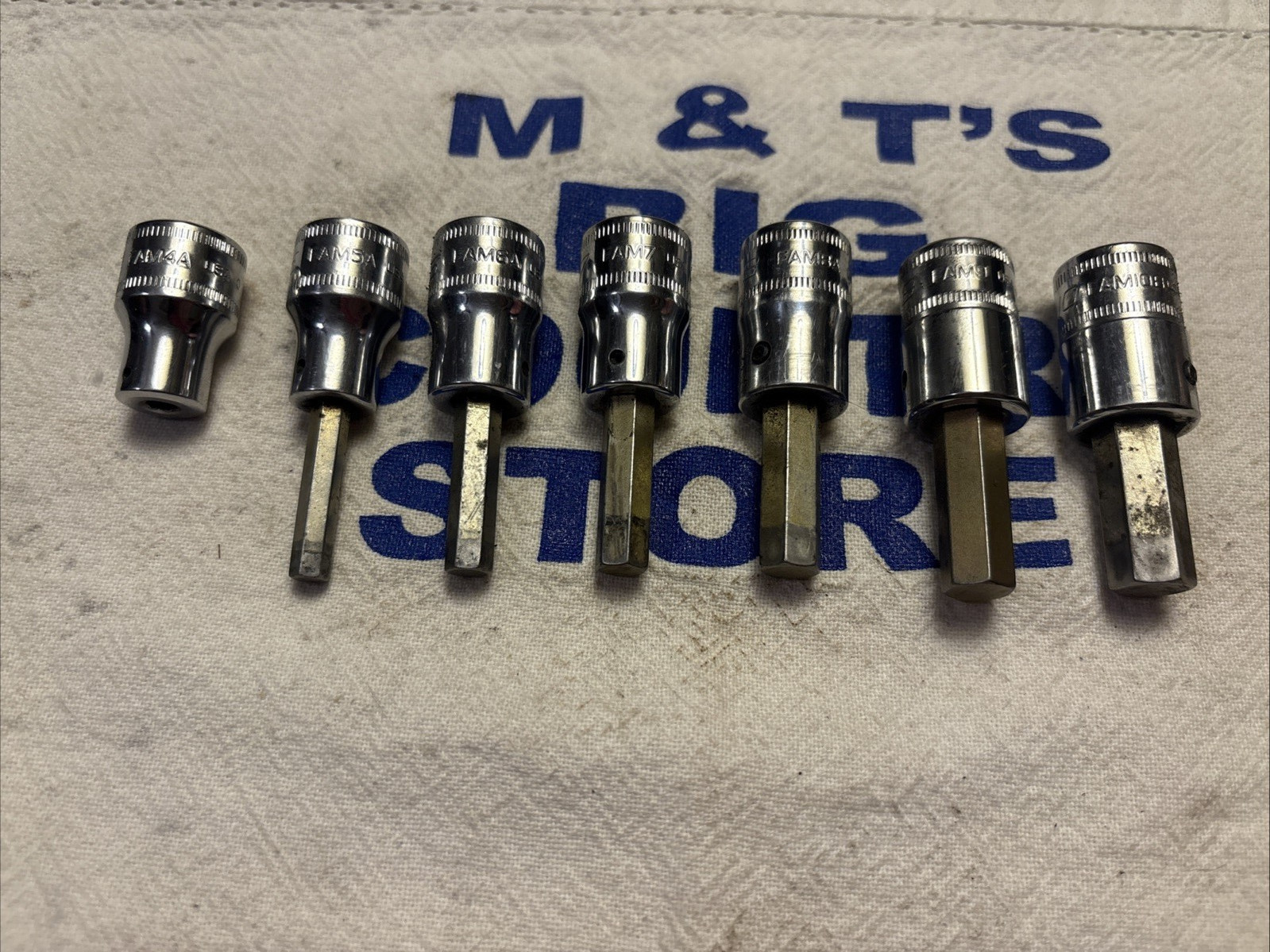 1990 Snap-on Tools USA 3/8″ Drive 7pc Metric Hex Bit Socket Set 4-10mm 207EFAMY