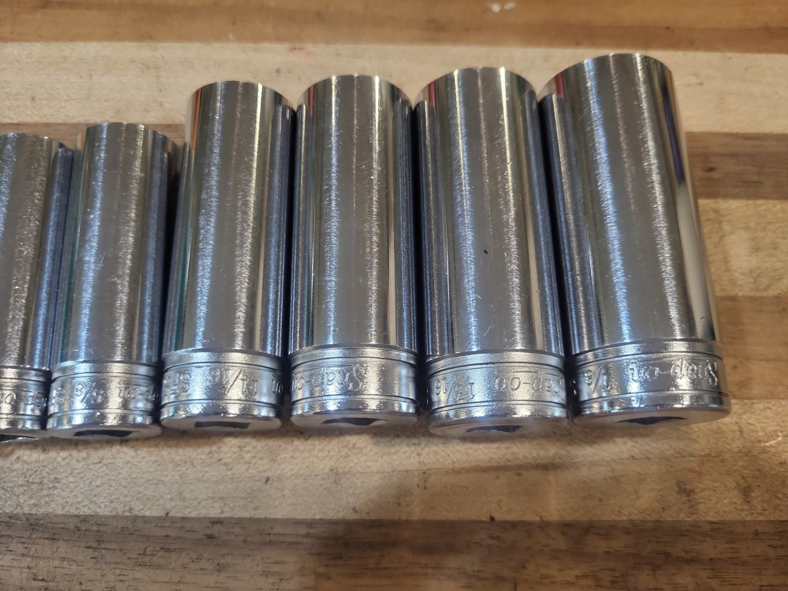 Snap-On 11 Pc. 3/8″ Dr. 6 Pt. SAE Deep Socket Set 211SFS. VGUC 🔥 🇺🇸
