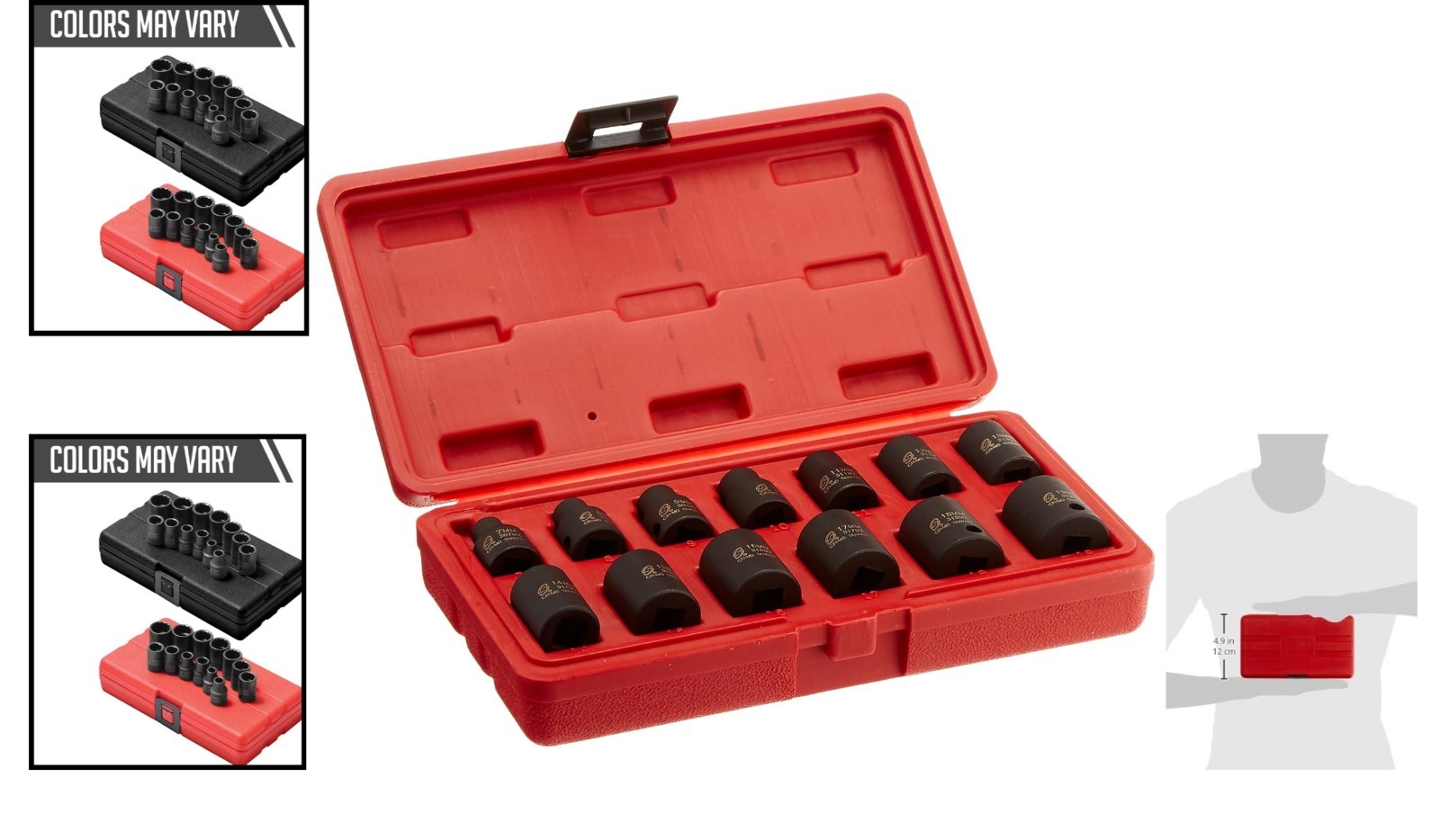 13-Piece 3/8-Inch Drive Metric 12-Point Impact Socket Set for Automotive Use