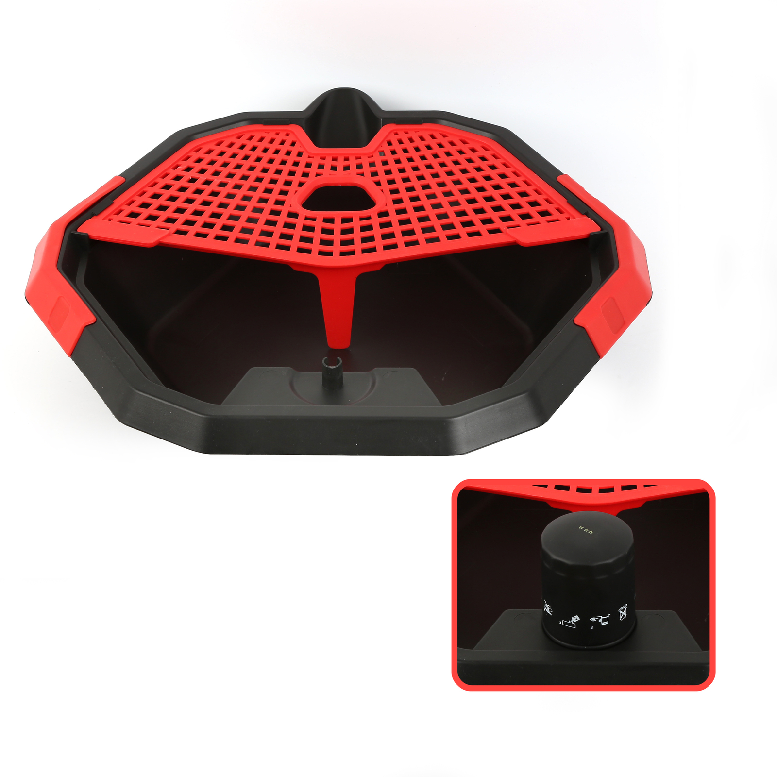 2 in 1 Tool Caddy 8L Oil/Fluid Drain Pan Garage Workshop with 1″ Swivel Caster