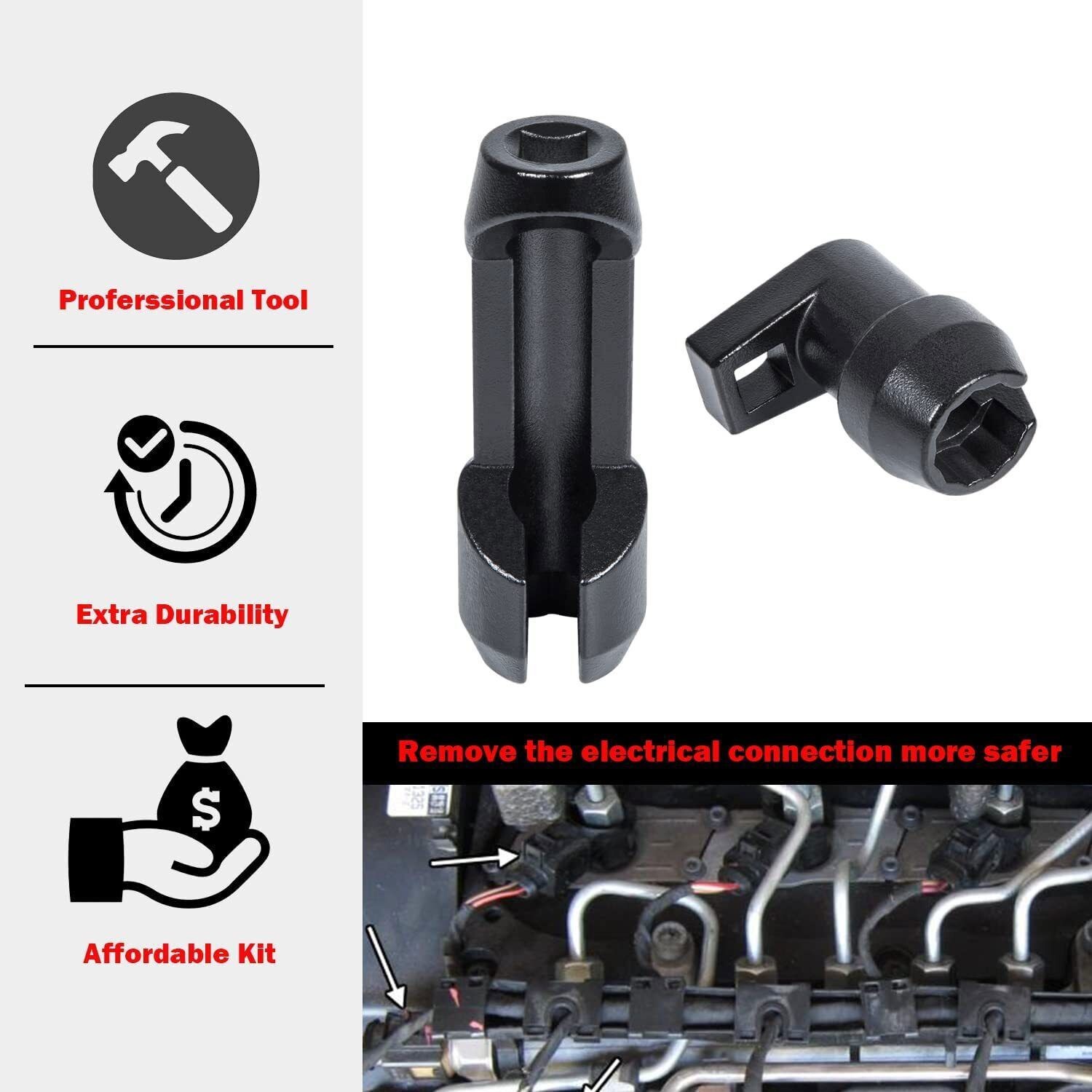 17mm Fuel Injector Line Flare Nut Socket Kit For Ford Power Stroke 6.7L Diesel