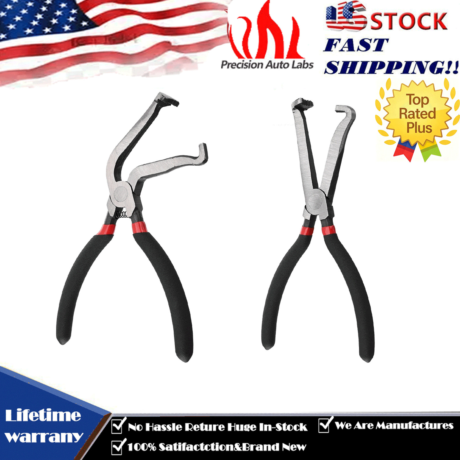 2pc Electrical Disconnect Pliers Set Straight & 60° For Auto Connectors