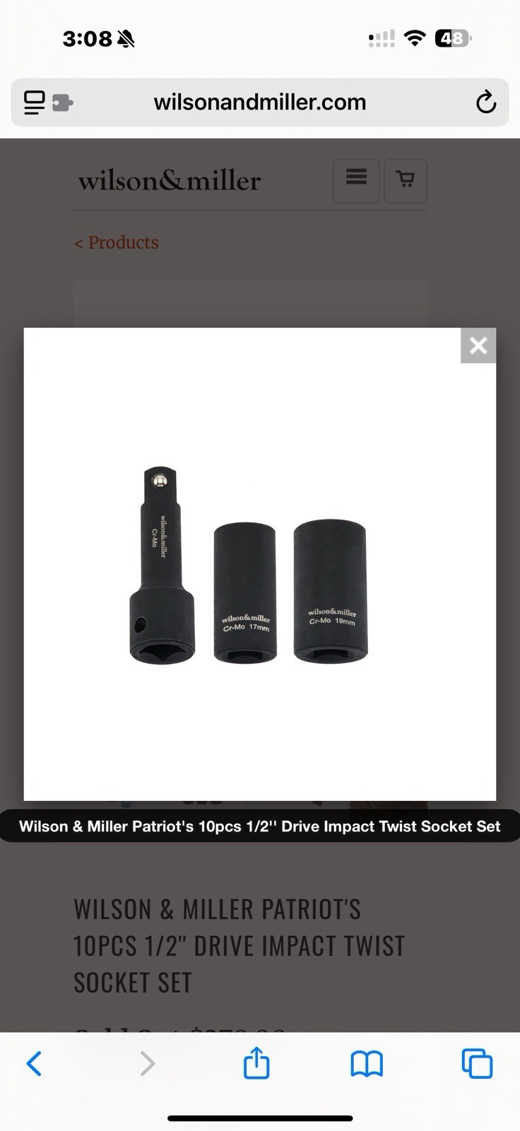 Wilson & Miller Patriot’s 10 pcs 1/2” drive impact twist socket set