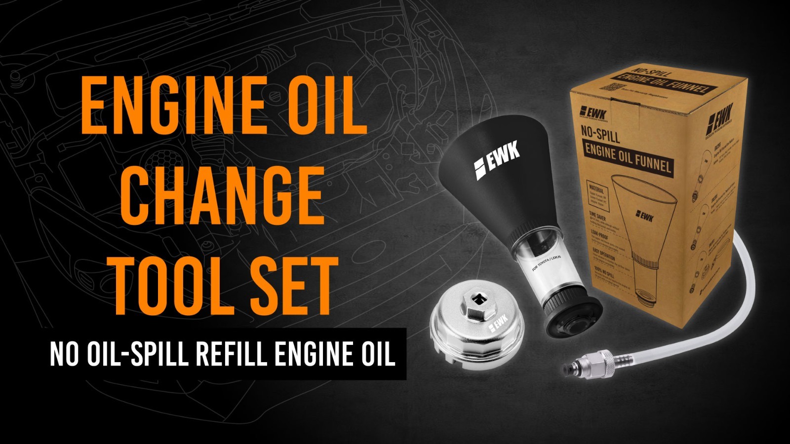 64mm Oil Filter Wrench Set with Drain Hose & Funnel – No-Mess Aluminum Kit for T