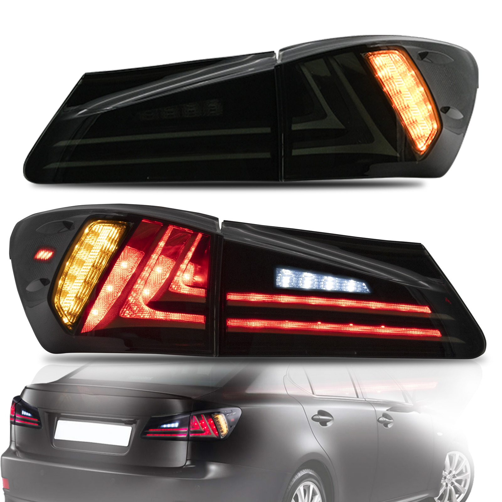 4PCS LED Headlights+Tail Lights For 2006-2013 Lexus IS250 IS350 ISF W/Sequential