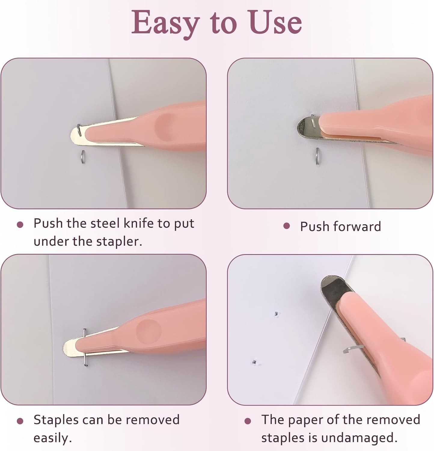 Professional Durable Staple Puller with Magnetic Tip for Easy Removal – Pink