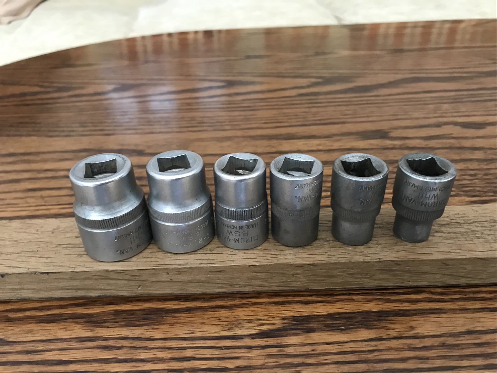 6 Metabo Rheidco Sockets 1/2” To 3/16” Whitworth With 1/2” Drive.
