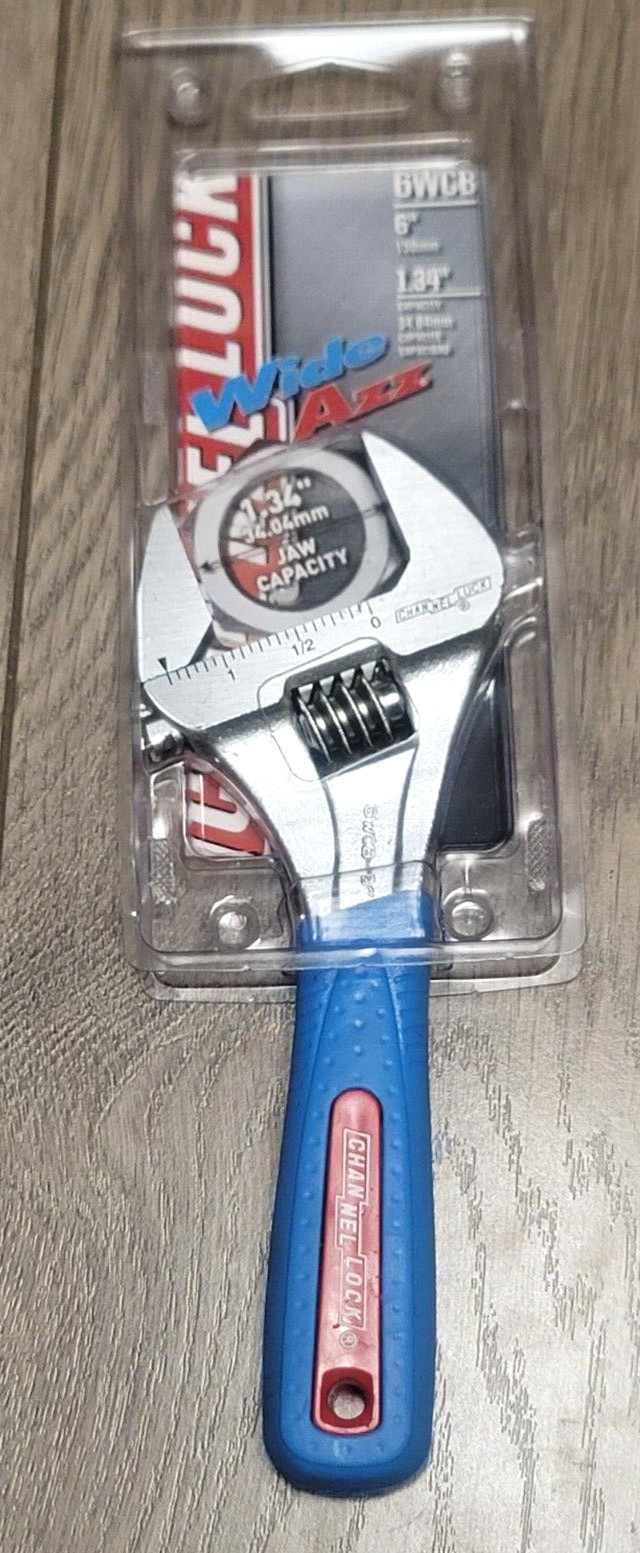 Channellock 6″ Code Blue Wide Azz Adjustable Wrench w/Soft Grip, Spain #6WCB