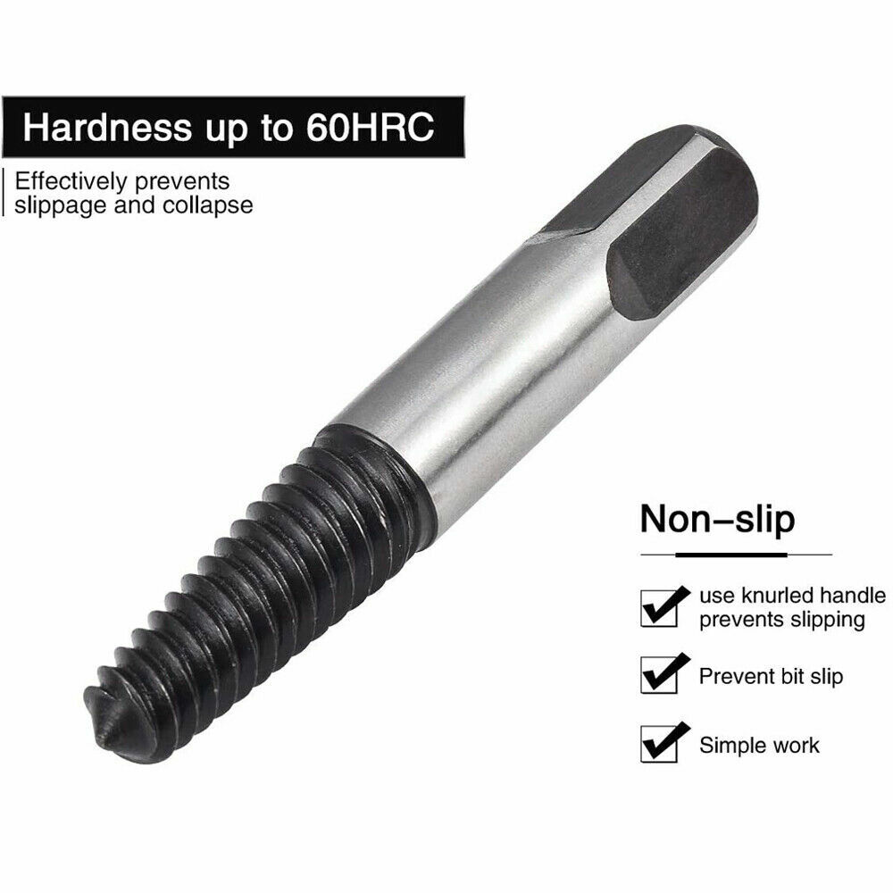 8 Pcs Screw Extractor Set Made of Carbon Steel Damaged Screw Broken Bolt Water