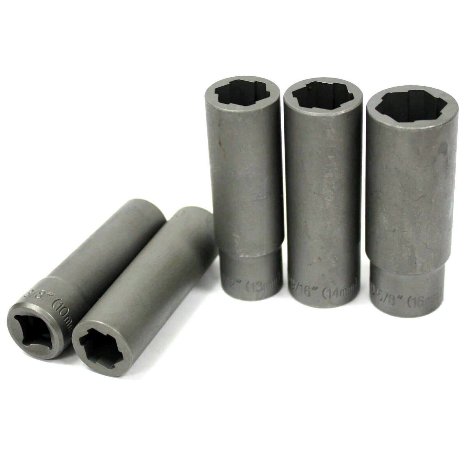 5pc SAE Metric Long Damaged Nut Bolt Remover Extractor Twist Socket Set 10-16mm