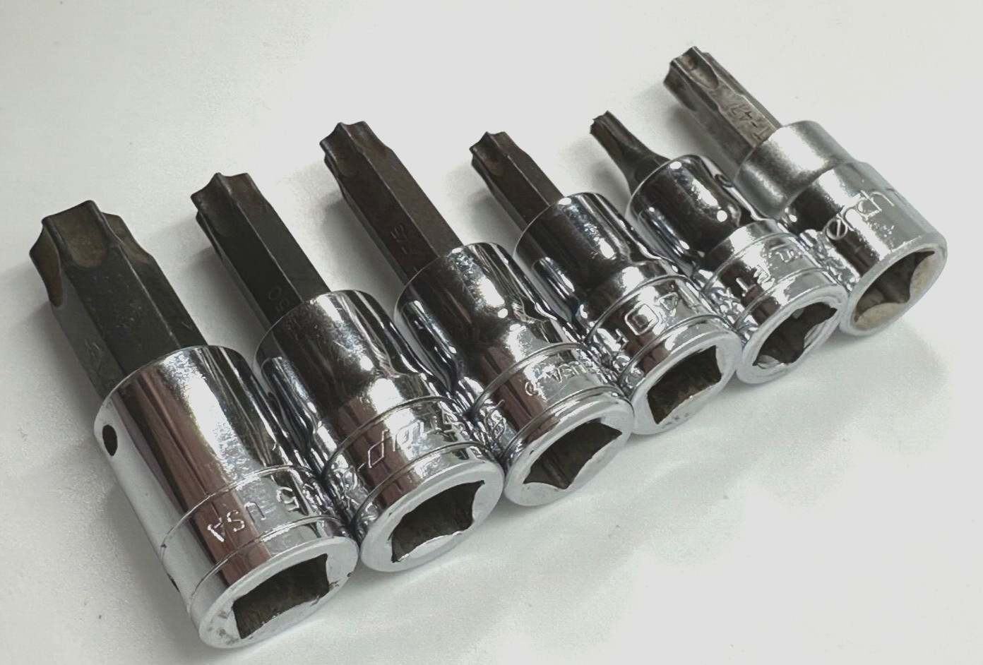 SNAP ON Tools USA TORX Tip Set T27 – T55 3/8″ Drive Socket Bit Driver Lot Star