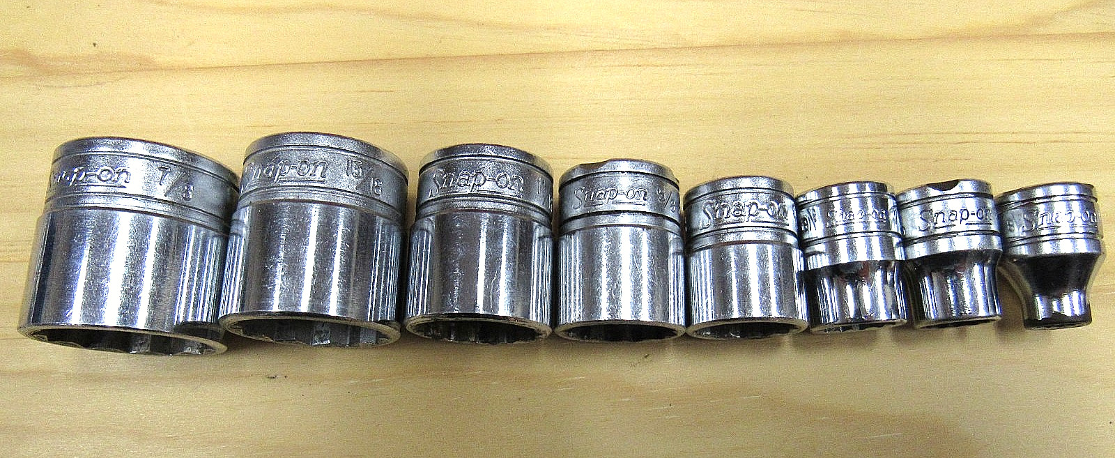 Vtg 8-Piece Snap-On Tools F281 261 221 201 181 141 121 081 3/8″ Drive 12 POINT
