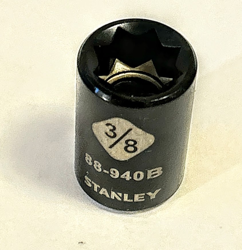 Stanley 3/8″ x 3/8″  Standard Socket 88-940B – 8 Pt Black Chrome Free USA Ship