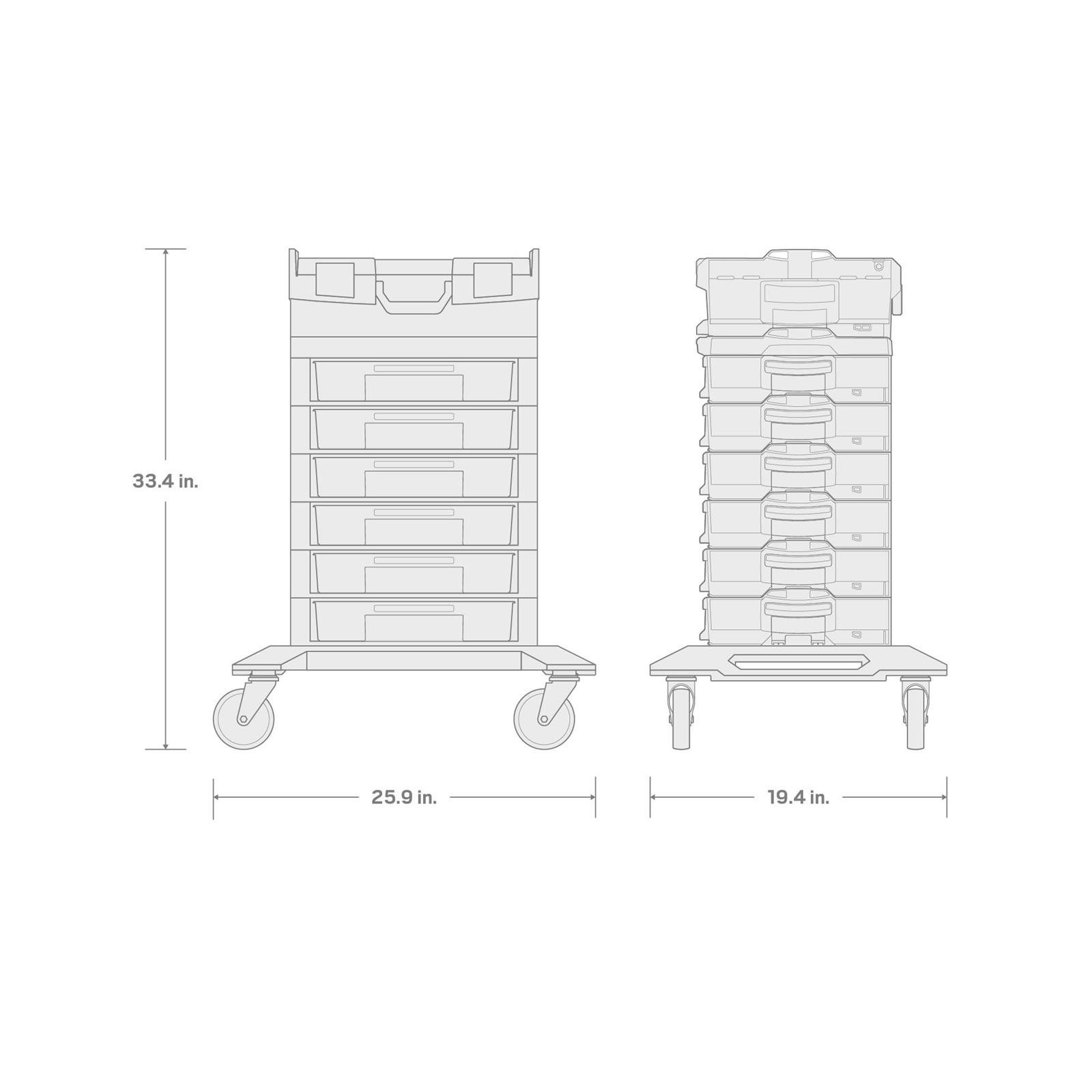 Tekton OLB99201 6-Drawer Rolling Stack w/Tool Box and Parts Trays