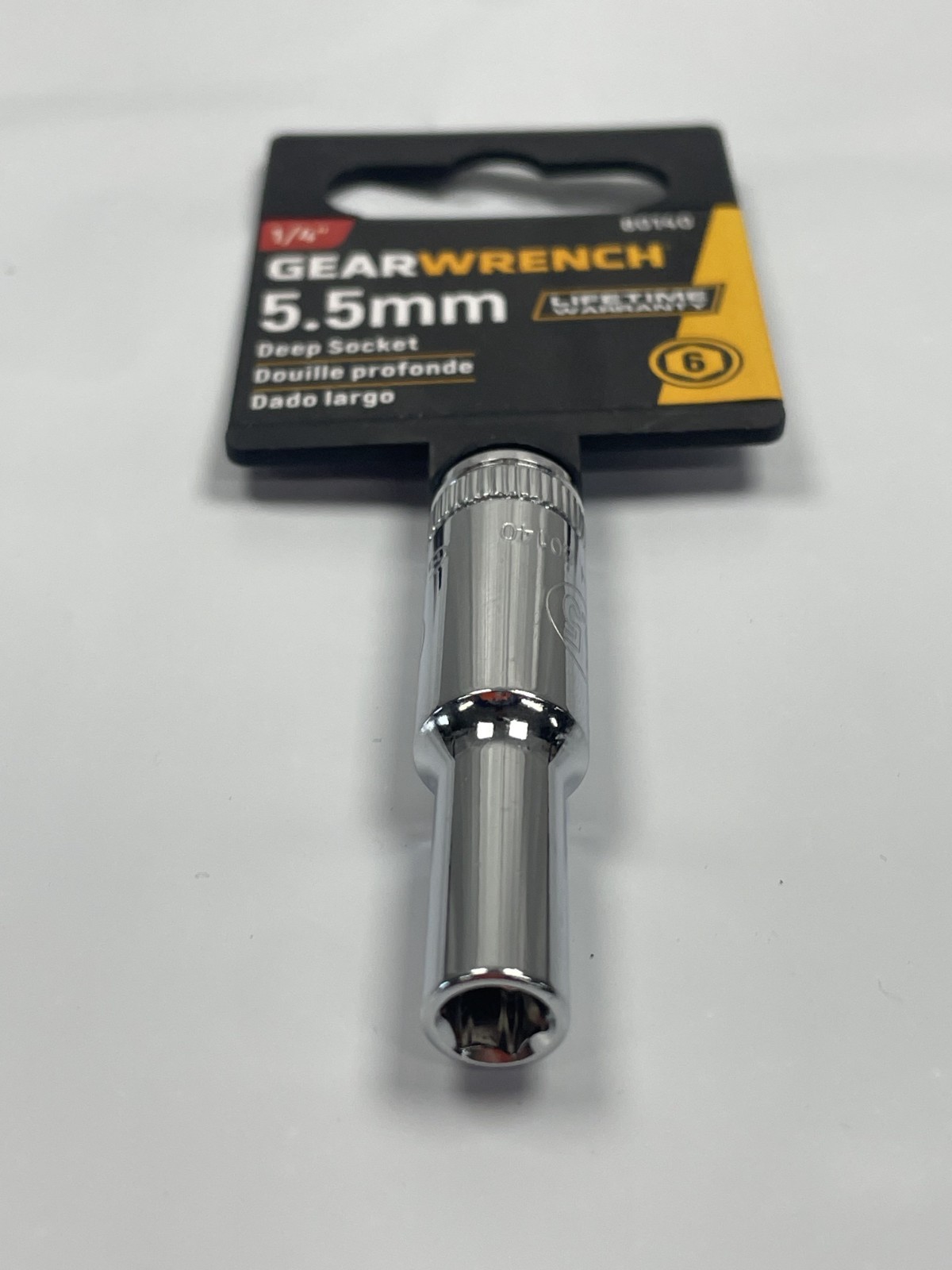5.5 mm Deep Socket GearWrench # 80140 – 1/4″ drive Polished 6 Point Deep Socket