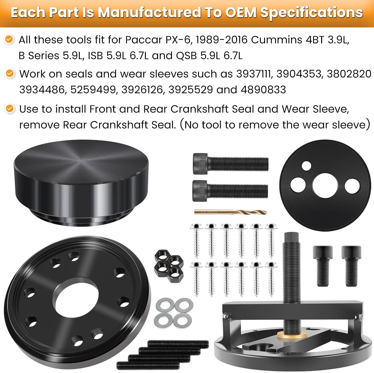 Front & Rear Crankshaft Seal Remover & Installer Tool For Cummins 3.9L 5.9L 6.7L
