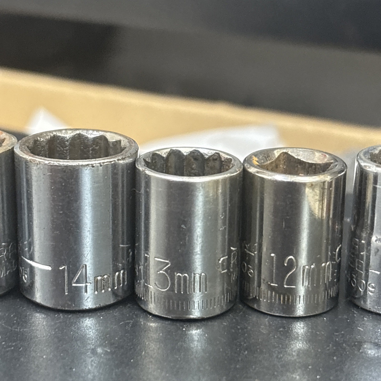 Vintage Craftsman Metic 10 Piece Socket 12 Point 3/8″ Drive Set 10mm-19mm USA