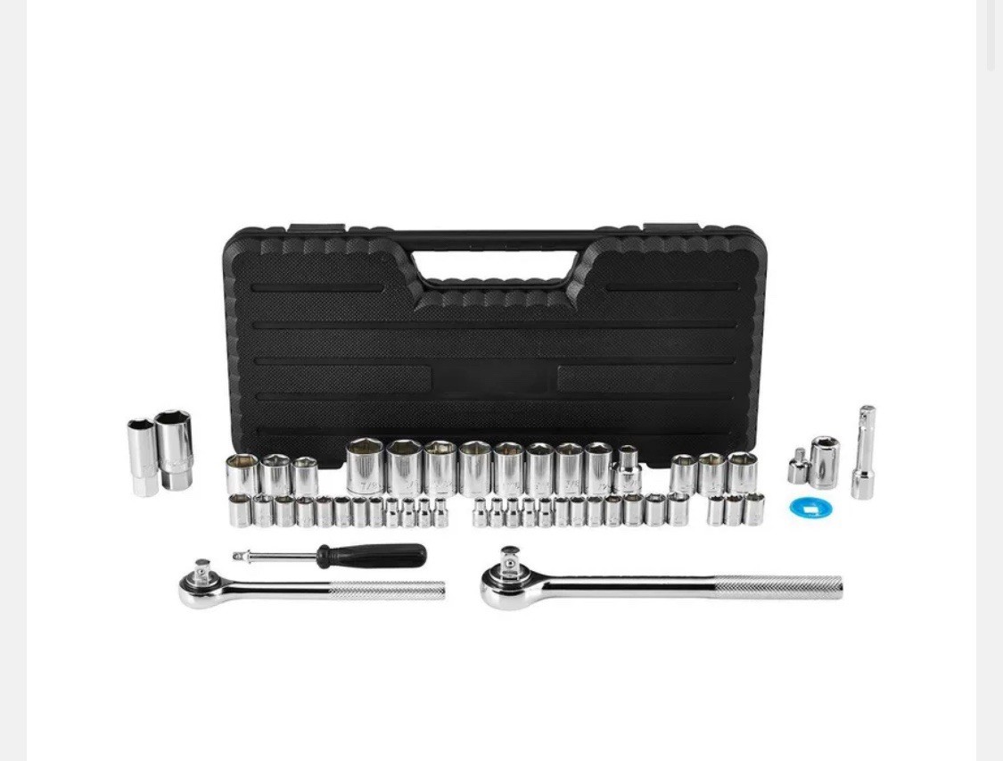 PITTSBURGH 1/4 in., 3/8 in., 1/2 in. Drive SAE and Metric Socket Set, 51-Piece