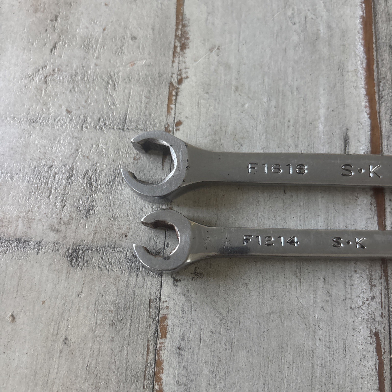 SK TOOLS USA FLARE NUT LINE WRENCH 2 pc SET 1/2 x 9/16 F1618 & 3/8 x 7/16 F1214