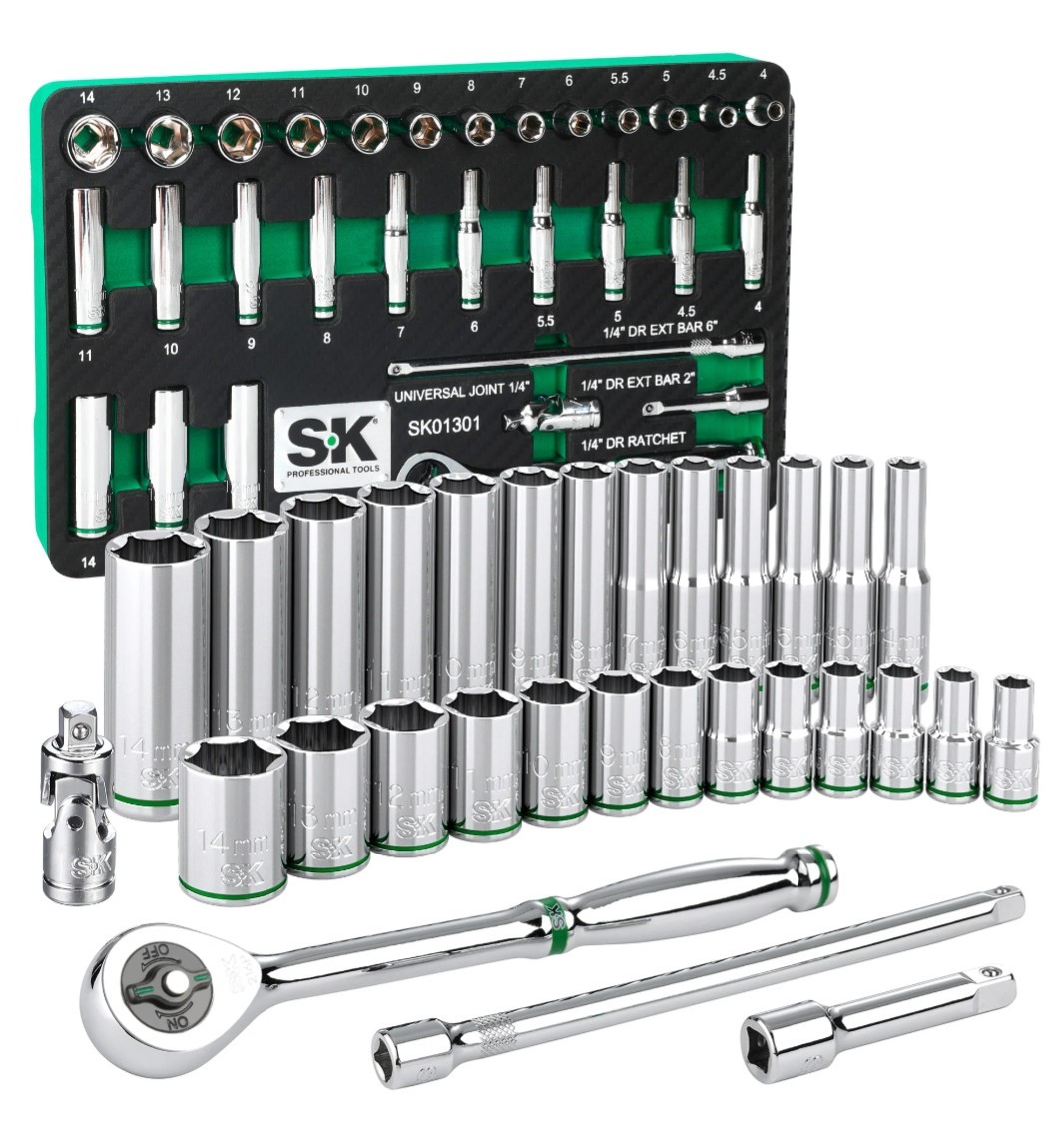 SK Professional Tools 30 Piece 1/4″ Drive METRIC Socket Set New LifetimeWarranty