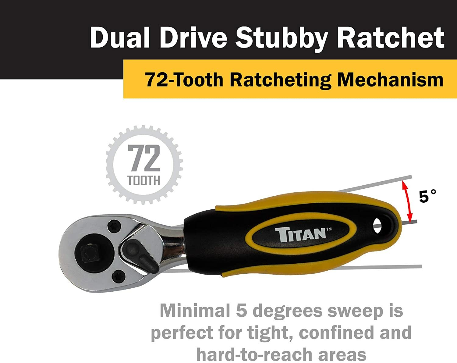 TITAN 11050 1/4″ & 3/8″ DRIVE DUAL HEAD STUBBY COMBINATION RATCHET