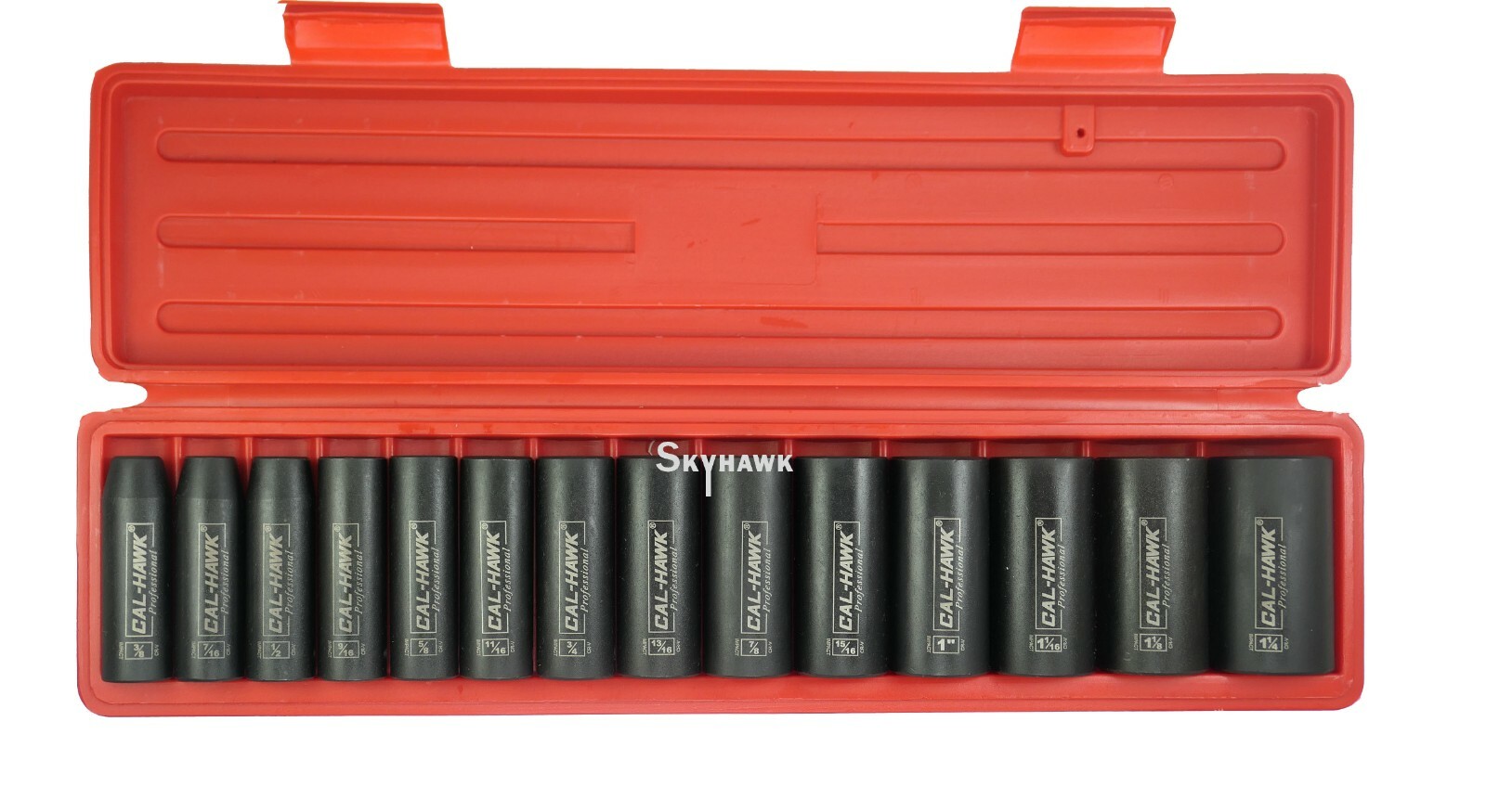 14 pc 1/2″Dr. 6 POINT Deep Impact Socket Chrome Vanadium CRV Set SAE