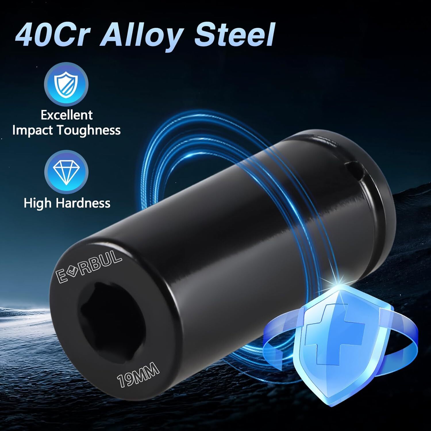 19mm Harmonic Balancer Socket 1/2» Drive 6 Point Impact Socket for Honda Acura