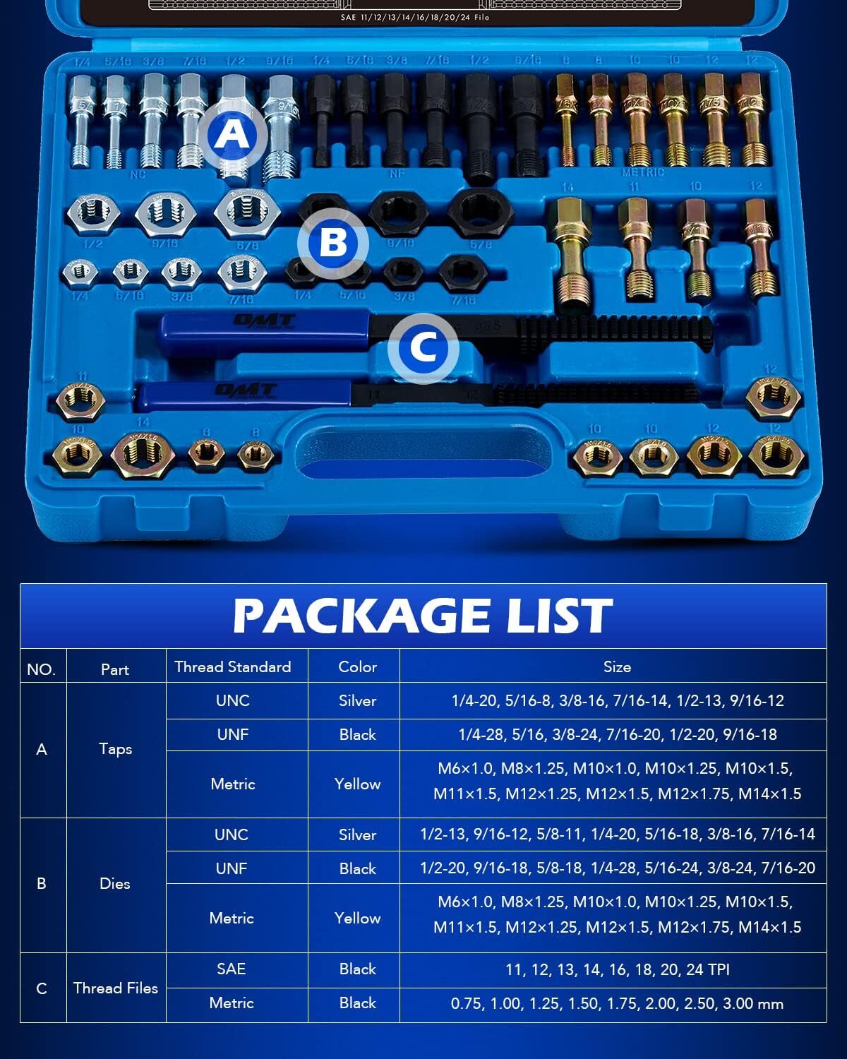 Orion Motor Tech 48 Piece Thread Chaser Set, Metric and SAE Repair…