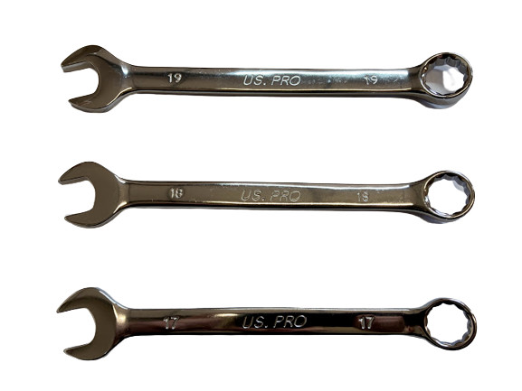 US PRO 12PC Metric Combination Spanner Set 8-19MM Chrome Polished Ring Wrench