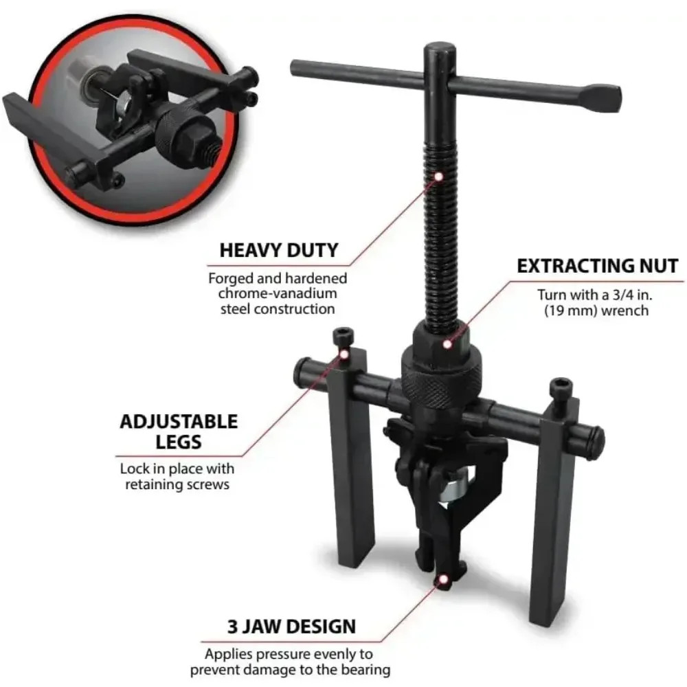 Motorcycle Inner Bearing Puller Gear Three-claw Puller Car Repair Tool Kit